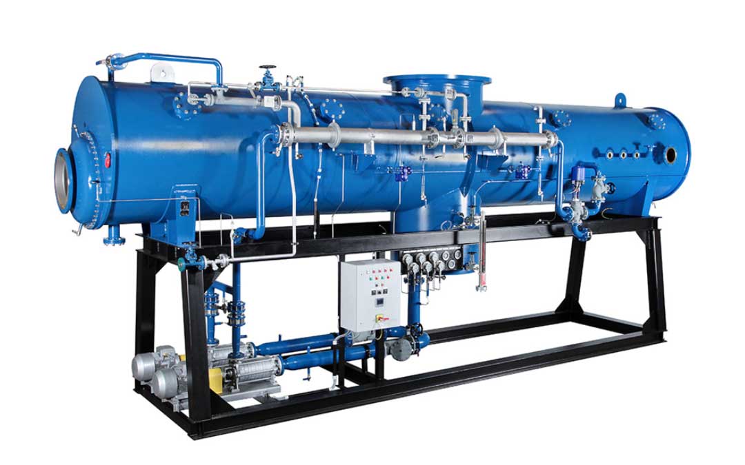 Steam condenser shell-and-tube unit